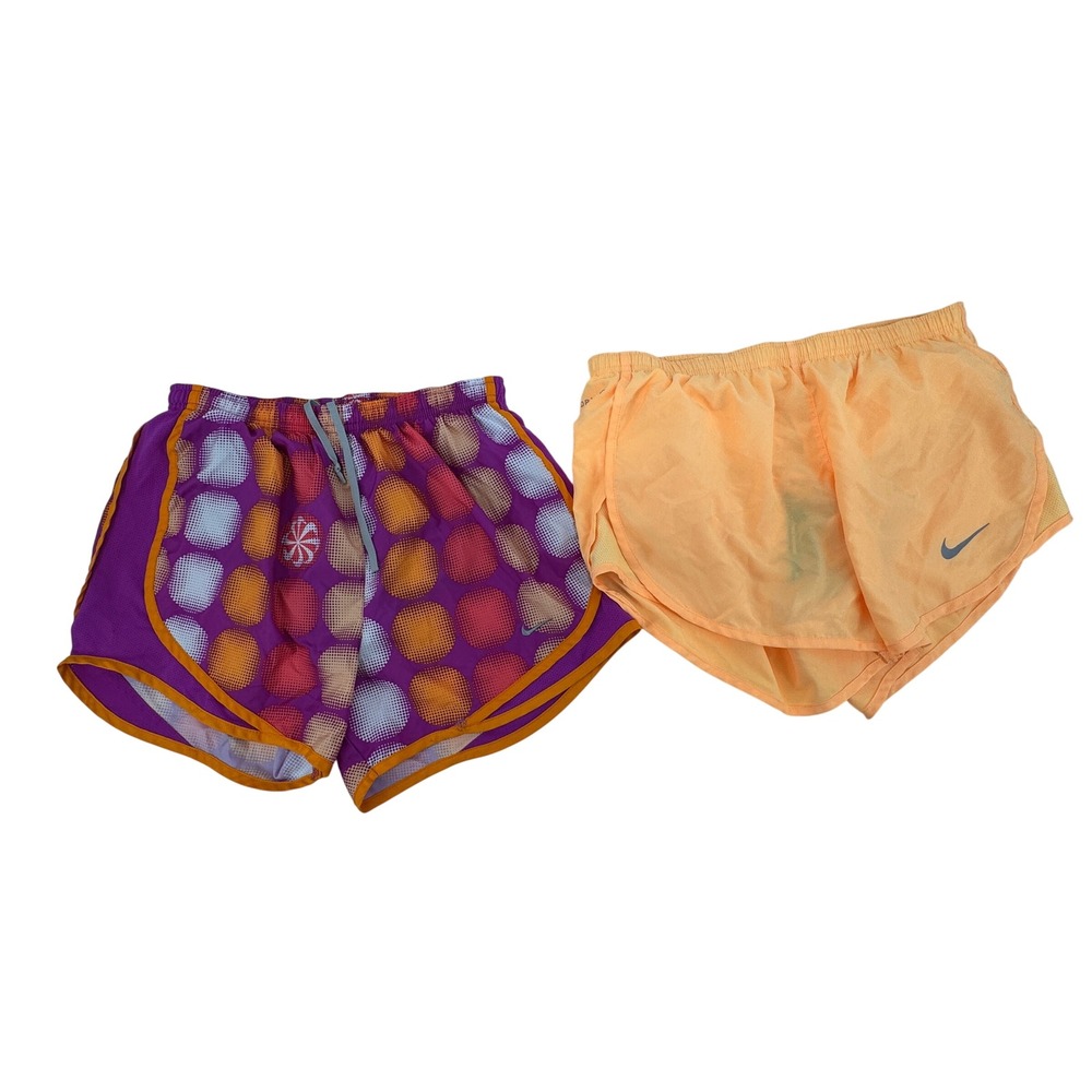 Nike Running Shorts Bundle Of 2 Womens S Orange Purple Dri-FIT Athletic Gym Set